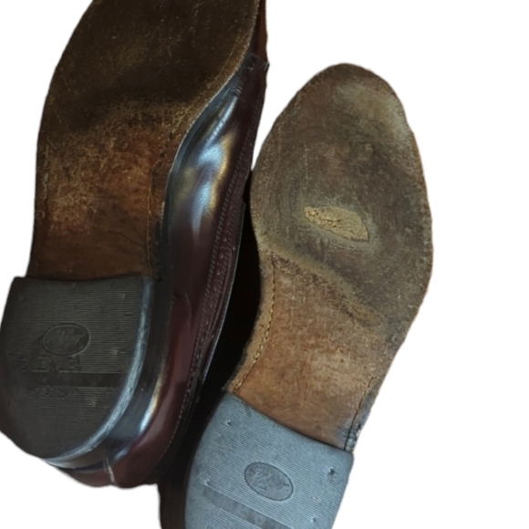 Allen Edmonds Manchester leather slip on tassel cordovan wing tip loafers Sz 9.5 - Picture 7 of 11